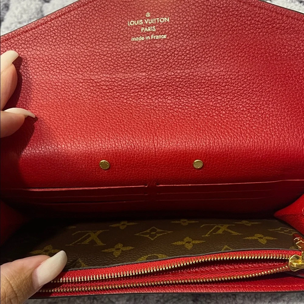 Louis Vuitton Red and Brown Monogram Clutch